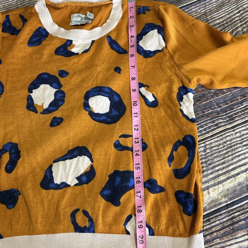 3.1PHILLIP LIM SWEATER SZ S MUSTARD PURPLE LEOPARD SPOTS PREPPY CHIC AESTHETIC - Picture 7 of 9